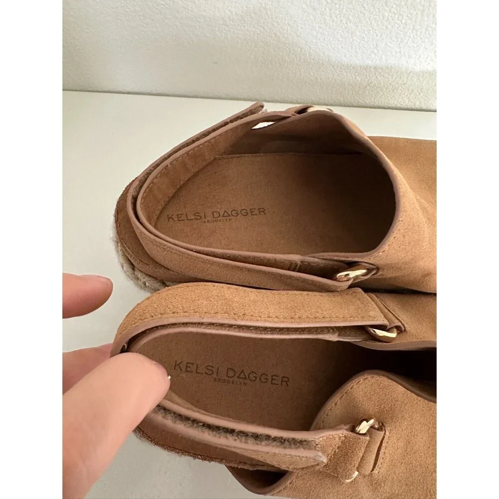 Kelsi Dagger Brooklyn Keys Platform Sandal Espadrille Buckle Strap Tan Women 9.5